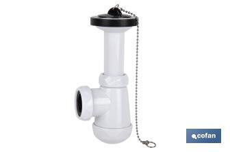 Small Bottle Trap | Extensible Siphon 1" 1/4 Fitting | 40mm Outlet | With Ø32mm Conical Reduction Gasket | Ø70 Basin-Bidet Valve - Cofan