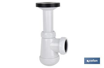 Small Bottle Trap | Extensible Siphon 1" 1/4 Fitting | 40mm Outlet | With Ø32mm Conical Reduction Gasket | Ø70 Basin-Bidet Valve - Cofan