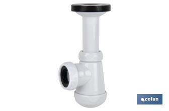 Small Bottle Trap | Extensible Siphon 1" 1/4 Fitting | 40mm Outlet | With Ø32mm Conical Reduction Gasket | Ø70 Basin-Bidet Valve - Cofan