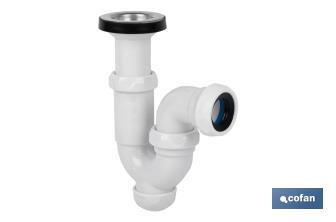 P-Trap | With Ø40mm Outlet | With 1" 1/2 x 70 Fitting | Basin and Bidet Valve | Polypropylene | Ø32mm Conical Reduction Gasket - Cofan