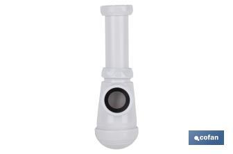 Sifón de Botella | Con Salida de Ø40 mm | Con Racor de 1" 1/2 x 70 | Válvula para Lavabo y Bidé | Fabricado en Polipropileno - Cofan