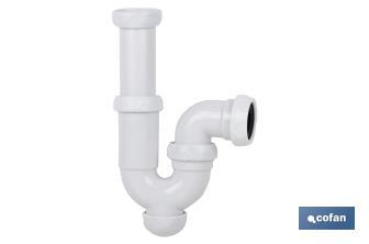 Siphon Courbé | Avec Sortie de Ø40 mm | Avec Raccord de 1" 1/2 x 70 | Valve pour Lavabo et Bidet | Fabriqué en Polypropylène - Cofan