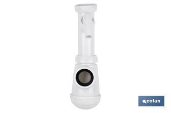 Sifão de garrafa | Com saída de Ø40 mm | Com racor 1 "1/2 | Fabricado em Polipropileno | Junta cónica redutora Ø32 mm - Cofan