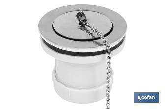 Valve for Basin and Bidet | Size: 1" 1/4 x 70 or 1" 1/2 x 70 | Polypropylene | Screw, Plug and Chain with Two Rings Included - Cofan