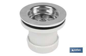 Valve for Basin and Bidet | Size: 1" 1/4 x 70 or 1" 1/2 x 70 | Polypropylene | Screw, Plug and Chain with Two Rings Included - Cofan