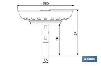 Panier Grille Filtre Évacuation | Fabriqué en Acier Inoxydable | Diamètre de 80 mm - Cofan