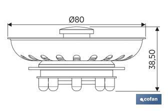 Panier Grille Filtre Évacuation | Fabriqué en Acier Inoxydable | Diamètre de 80 mm - Cofan