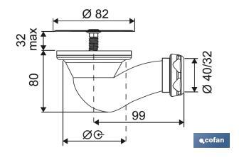 Shower Tray Waste Trap | 60mm Opening | Ø82mm Strainer Plug | Ø40mm Outlet | Ø32mm Conical Reduction Gasket - Cofan