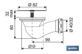 Válvula Sifónica para Plato Ducha | Orificio de 60 mm | Rejilla de ø82 mm | Salida de Ø40 mm | Junta Cónica Reductora de Ø32 mm - Cofan