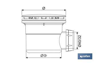 Válvula Sifónica para Plato de Ducha | Medidas: Ø60 o Ø90 | Salida de Ø40 mm | Junta Cónica Reductora de Ø32 mm - Cofan