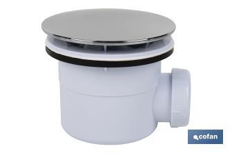 Shower Tray Waste Trap | Size: Ø60 o Ø90 | Ø40mm Outlet | Ø32mm Conical Reduction Gasket | Chromed Trim Plate - Cofan