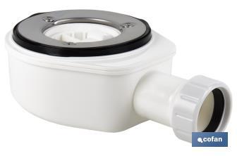 Extra Flat Waste Trap for Shower Tray | Ø40mm Outlet | Ø32mm Conical Reduction Gasket | Without Trim plate - Cofan