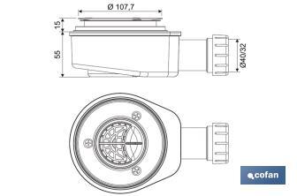 Extra Flat Waste Trap for Shower Tray | Ø40mm Outlet | Ø32mm Conical Reduction Gasket | Without Trim plate - Cofan