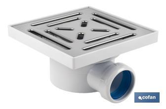 Drain Waste Trap | For Built in Shower | Size: 146 x 146mm | Ø40mm Outlet | Ø32mm Conical Reduction Gasket - Cofan