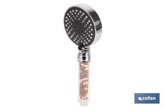 Mango de ducha iónico con esferas minerales de colores | 5 funciones | Material: ABS cromado + PC - Cofan