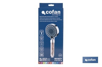 Mango de ducha iónico con esferas minerales de colores | 5 funciones | Material: ABS cromado + PC - Cofan