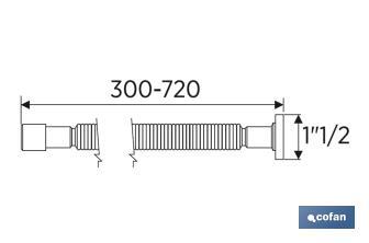 Tubo Flexible | Color Blanco | Longitud: 300-720 mm | Para Lavabo y Bidé | Medidas: 1" 1/2 Ø32-40 mm  o 1" 1/4  Ø40-50 mm - Cofan