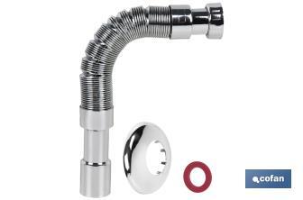 Metallic Flexible Waste Pipe Connector | Length: 300-720mm | For Basin and Bidet | Size: 1" 1/2 Ø32-40mm or 2" 2/2 Ø40-50mm - Cofan