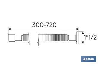 Metallic Flexible Waste Pipe Connector | Length: 300-720mm | For Basin and Bidet | Size: 1" 1/2 Ø32-40mm or 2" 2/2 Ø40-50mm - Cofan