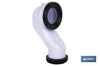Toilet Pan Connector | 45° Angled Connector for Toilet | Ø110mm Multiple Ring Rubber Included | Polypropylene - Cofan