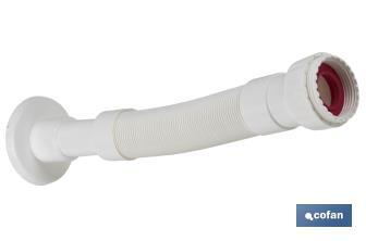 Tube Flexible 1" 1/2 avec réducteur 1" 1/4 | Couleur Blanche | Dimensions 330-690 mm | Pour valves de lavabo-bidet ou évier - Cofan