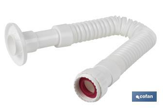 Flexible Waste Pipe 1" 1/2 with Compression Outlet 1" 1/4 | White | Size: 330-690 mm | For Basin-Bidet or Sink Valves - Cofan