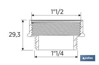 Waste Adaptor with 1" 1/4 male - 1" 1/2 female threads | For Flexible Waste Pipe | Plumbing accessory - Cofan