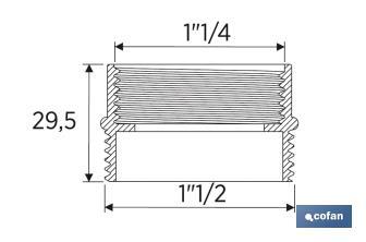 Adaptateur Convertisseur 1" 1/2 mâle - 1" 1/4 femelle | Pour appliquer au tube flexible | Accessoire de Plomberie - Cofan