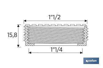 Compression Waste Reducer with 1" 1/2 male - 1" 1/4 female threads | For Flexible Waste Pipe | Plumbing accessory - Cofan