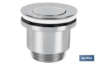 Válvula Click-Clack | Fabricada en Latón Cromado | Rosca 1" 1/4 | Incluye Tapón Pequeño de Ø37 mm - Cofan