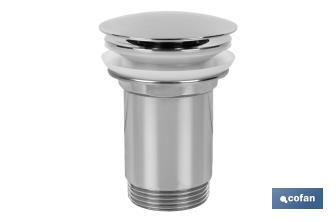 Válvula Cick-Clack Larga | Fabricada en Latón Cromado |Rosca 1" 1/4 | Incluye Tapón cromado grande de Ø63 mm - Cofan