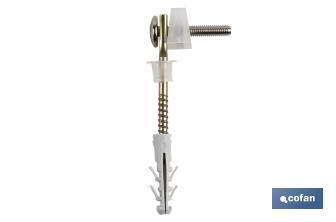 Set of Horizontal Screws | Toilet Fixing Screws | M5 x 75 | Set of Two Screws, Caps and Wall Plugs - Cofan