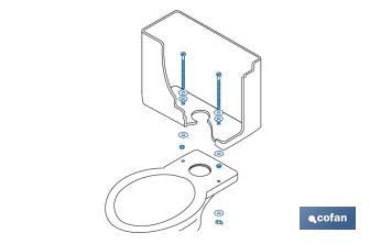 Conjunto de Tornillos | Fijación de Taza o Cisterna | M6 x 90 | Compuesto de 2 tornillos, Arandelas, Juntas y Palomillas - Cofan
