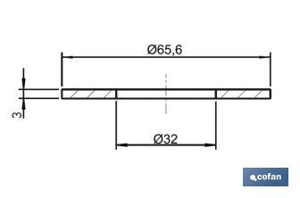 Joint | Dimensions : Ø32 x Ø65,6 x 3 mm | Pour Mécanisme WC Type Victoria | Réservoir Bas - Cofan