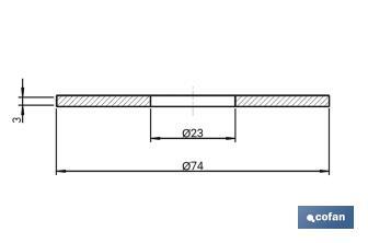 Joint plat | Dimensions : Ø23 x Ø74 x 3 mm | Pour Fermeture du Mécanisme WC | Citerne basse - Cofan