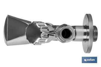Válvula de Esquadria | Modelo Pistón | Medidas: 1/2" x 3/4" x 3/8" | Fabricada em Latão CW617N | Rosca de Entrada a Gas - Cofan