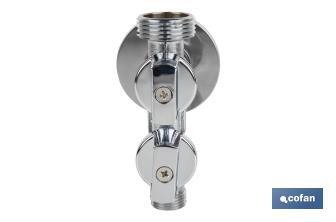 Angle Valve with Double Outlet | Size: 1/2" x 1/2" x 3/8" | Brass CW617N | Gas Inlet Thread - Cofan