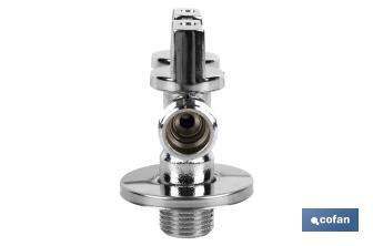 Valve d'Équerre avec Double Sortie | Dimensions : 1/2" x 1/2" X 3/8" | Fabriquée en Laiton CW617N | Filetage d'Entrée de Gaz - Cofan