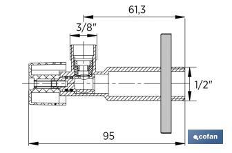 Set of 2 Angle Valves | Size: 1/2" x 3/8" | 1/4 Turn Angle Valve | Brass CW617N - Cofan