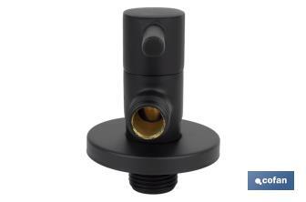 Valve d'équerre Modèle Lux noire | Système d'ouverture et de fermeture de 1/4 de tour | PN 16 bar | Couleur : noir | Deux dimensions - Cofan