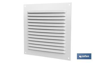 Ventilation grille with mosquito net | White aluminium | Available in various sizes - Cofan