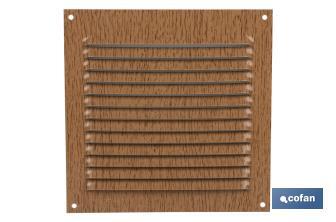 Ventilation grille | Wood coloured aluminium | Available with or without mosquito net - Cofan