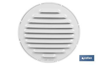 Flush mounting ventilation grille for pipe connection | White aluminium | Available in 2 sizes - Cofan