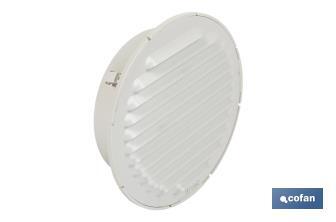 Flush mounting ventilation grille for pipe connection | White aluminium | Available in 2 sizes - Cofan