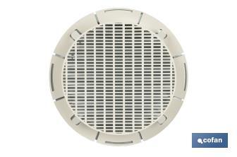 Flush mounting ventilation grille for pipe connection | White aluminium | Available in 2 sizes - Cofan