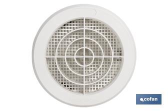 Flush mounting ventilation grille for pipe connection with clip | White ABS | Available in different diameters - Cofan