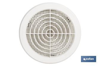 Flush mounting ventilation grille for pipe connection with clip | White ABS | Available in different diameters - Cofan