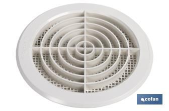 Flush mounting ventilation grille for pipe connection with clip | White ABS | Available in different diameters - Cofan