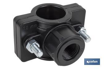 Single outlet clamp saddle | Available in different diameters and thread sizes - Cofan