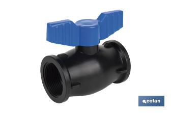 Vanne à boisseau sphérique avec filetage F-F PP PN16 | Plusieurs dimensions - Cofan